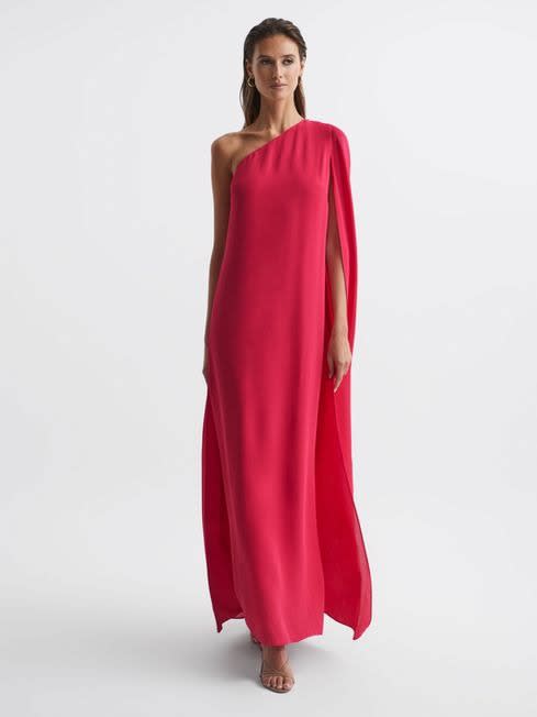 Reiss Nina Cape One-Shoulder Maxi Dress