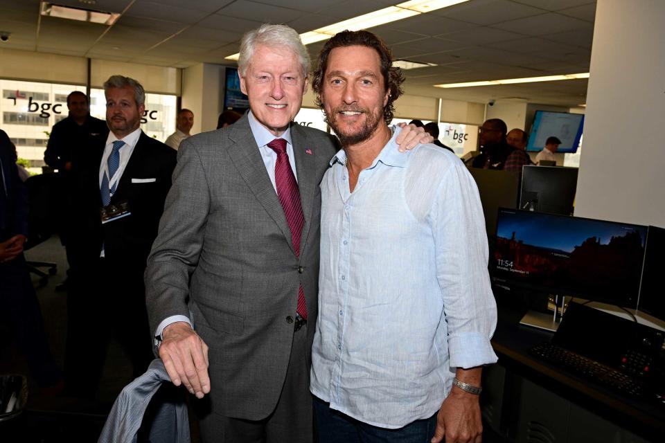 Matthew McConaughey and President Bill Clinton joined forces to raise money for the Cantor Fitzgerald Relief Fund at BGC Group’s Charity Day 2023 on the 22nd anniversary of September 11, 2023.