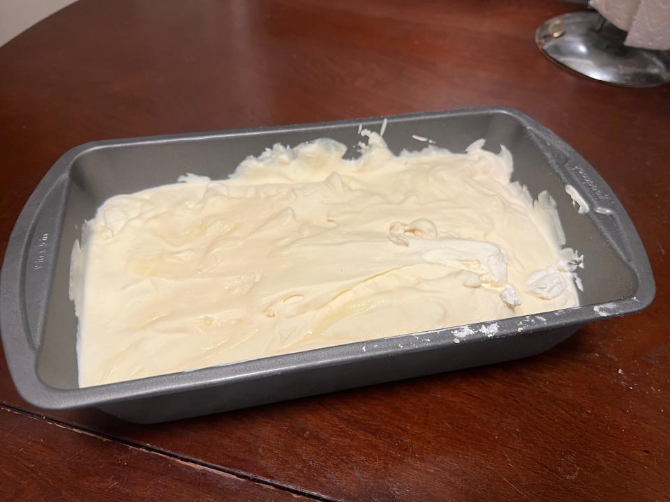 Three-ingredient ice cream frozen in loaf pan