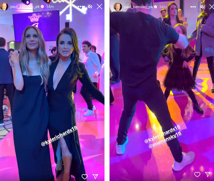 Split of Kyle Richards, Dorit Kemsley, and Mauricio Umansky at a birthday party.