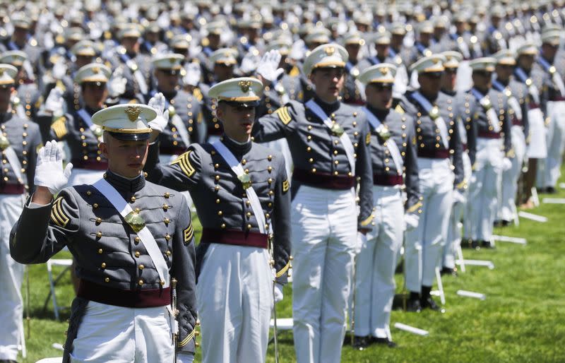 West Point graduating cadets take their oath at 2020 United States Military Academy graduation ceremony at West Point, New York