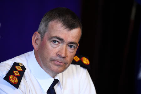 FILE PHOTO: Newly appointed Garda Commissioner Drew Harris speaks during an introductory press briefing at Garda headquarters in the Phoenix Park in Dublin, Ireland, September 4, 2018. REUTERS/Clodagh Kilcoyne/File Photo