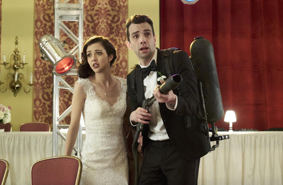 MAN SEEKING WOMAN -- "Blood" -- Season 3, Episode 10 (Airs March 8, 10:30 pm e/p) Pictured: (l-r) Katie Findlay as Lucy, Jay Baruchel as Josh. CR: Michael Gibson/FXX