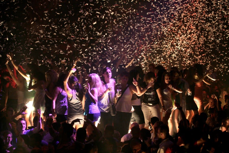 Students have fun during Spring Break 2008 at the Cocobongo nightclub in Cancun, Mexico, Tuesday, Feb. 26, 2008. Cancun continues to be the No. 1 foreign destination for U.S. college students wanting to enjoy Spring Break.(AP Photo/Israel Leal)