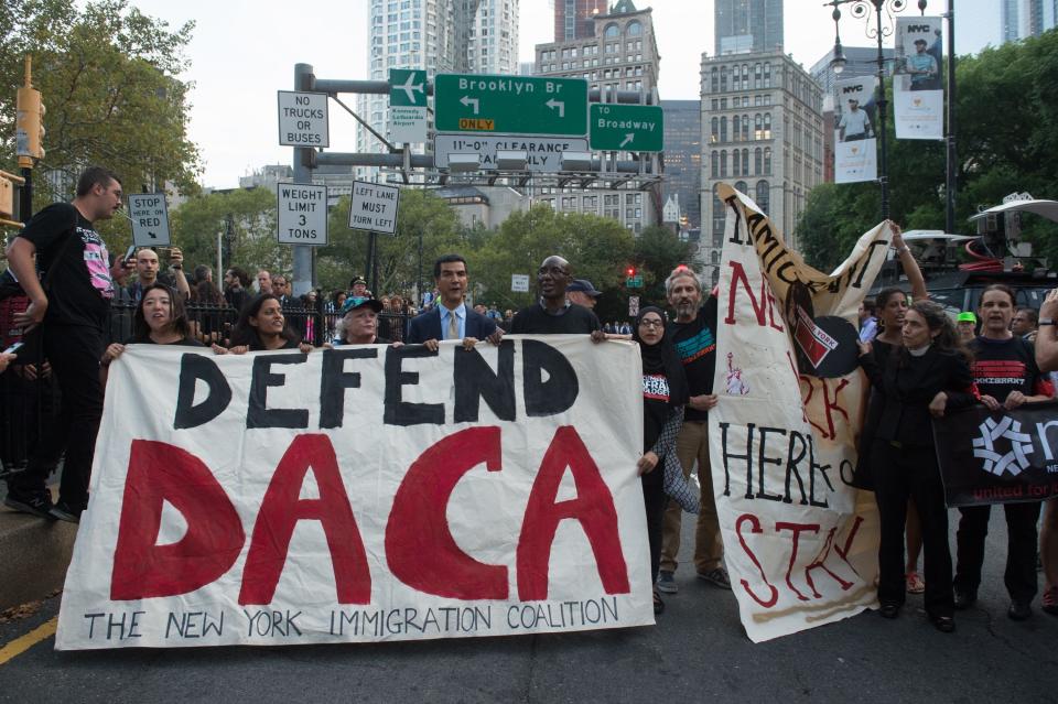 Supporters of the Deferred Action for Childhood Arrivals program rally in New York earlier this month. (Photo: BRYAN R. SMITH via Getty Images)