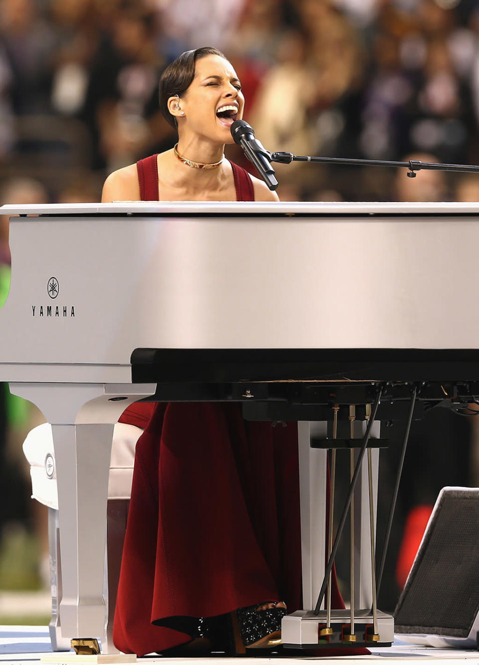 Alicia Keys performs during the Pepsi Super Bowl XLVII Pregame Show at Mercedes-Benz Superdome on February 3, 2013 in New Orleans, Louisiana. (Photo by Christopher Polk/Getty Images)