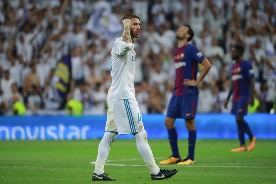 Real Madrid’s Sergio Ramos was among the La Liga players present for a meeting in the wake of the league’s announcement of its U.S. plan. (Getty)