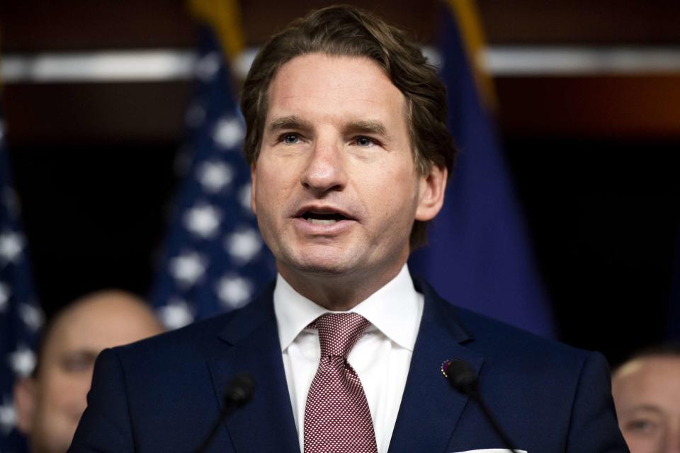 <p>Bill Clark/CQ-Roll Call, Inc via Getty</p> Rep. Dean Phillips, D-Minn., speaks during the Problem Solvers Caucus press conference in the Capitol on Tuesday, 