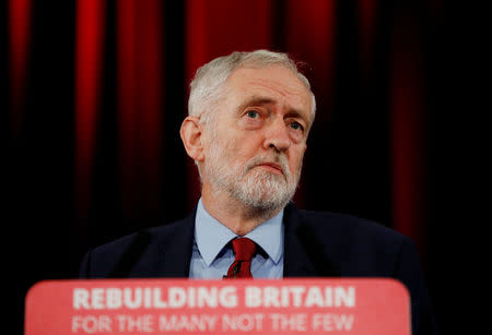 FILE PHOTO: Jeremy Corbyn, Leader of the Labour Party, pauses as he gives a speech days after he called a vote of no confidence in Prime Minister Theresa May's government, in Hastings, Britain, January 17, 2019. REUTERS/Peter Nicholls/File Photo