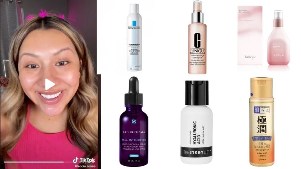 Rocio Soria on TikTok pictured with a range of cosmetics