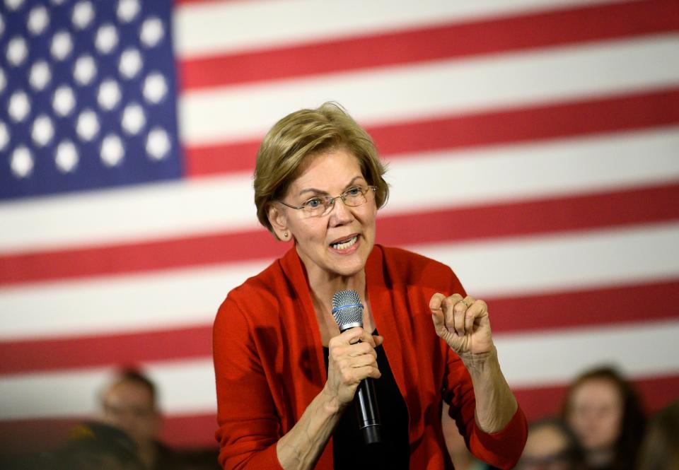 Democratic presidential candidate Senator Elizabeth Warren (D-MA) speaks during a campaign stop in Cedar Rapids, Iowa on January 26, 2020. - Warren and other Democratic candidates, are making their final push through Iowa before the caucuses on February 3, 2020. (Photo by STEPHEN MATUREN / AFP) (Photo by STEPHEN MATUREN/AFP via Getty Images)