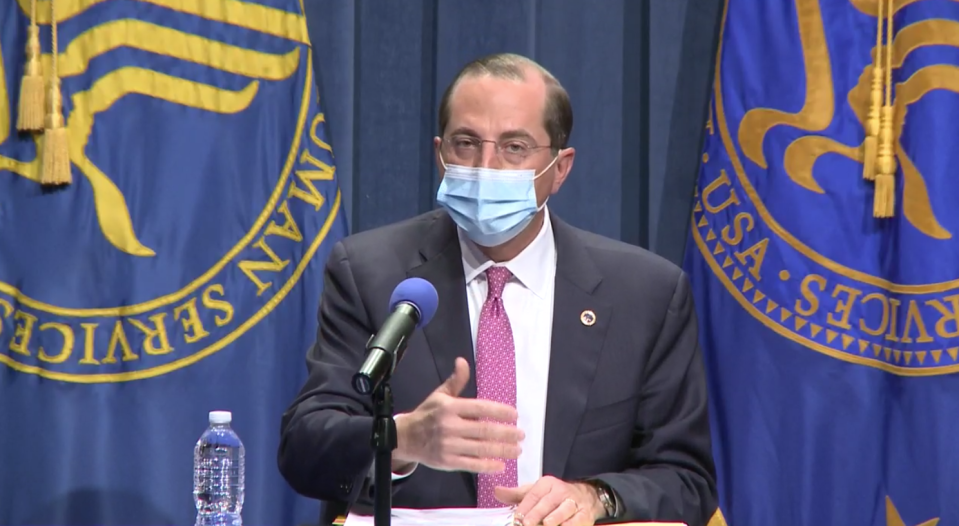 HHS Secretary Alex Azar at a COVID-19 briefing for Operation Warp Speed on November 24, 2020.