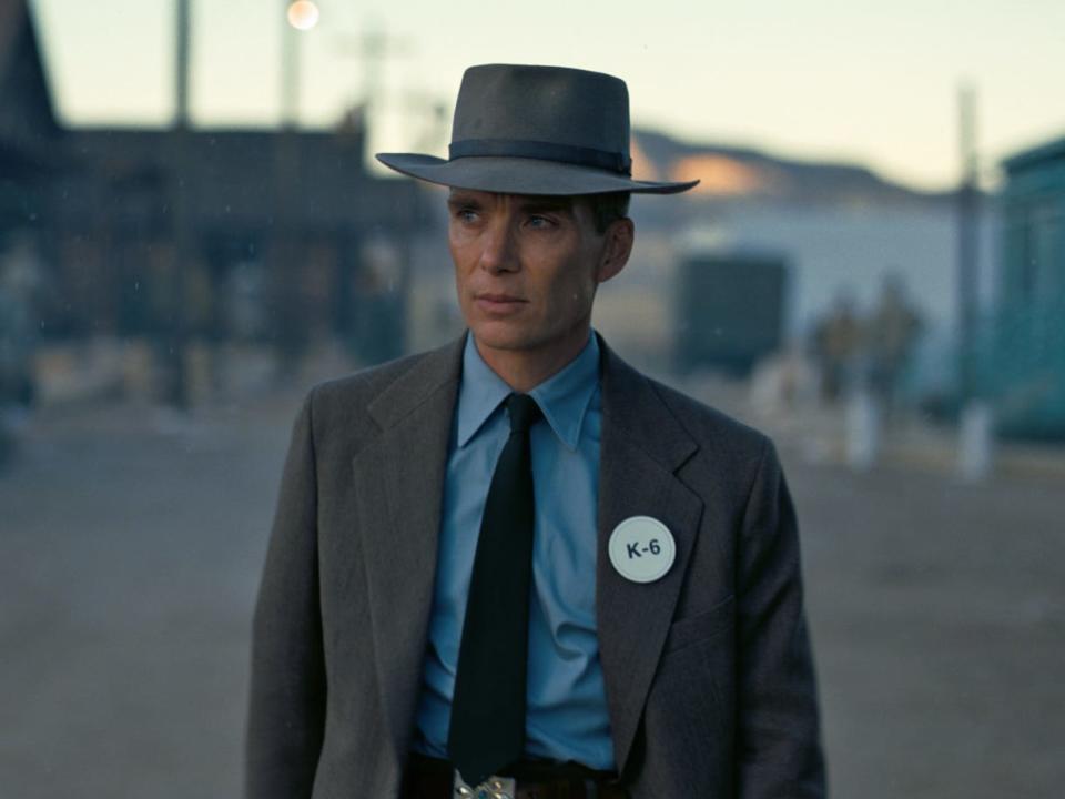Cillian Murphy as J. Robert Oppenheimer walking around Los Alamos