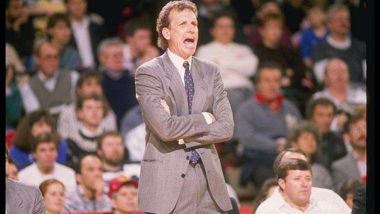<div>1988-1989: Head coach Doug Collins of the Chicago Bulls yells from the sidelines during a game at Chicago Stadium in Chicago, Illinois. Mandatory Credit: Jonathan Daniel /Allsport</div>