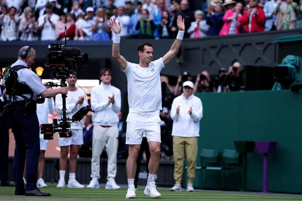 Andy Murray takes in a standing ovation at Wimbledon <i>(Image: PA)</i>