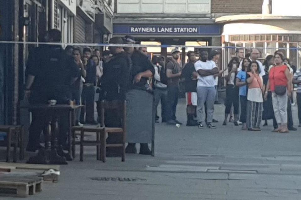 Police cordoned off an area near to Rayners Lane Tube station (Twitter@S_Kavinthan)