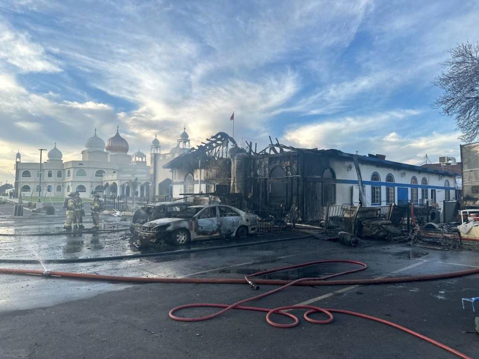 Propane tank explosions caused damage to a building near the Guardwara Sacramento Sikh Society temple, off Bradshaw and Gerber roads in Sacramento County’s Vineyard neighborhood, on Monday afternoon.