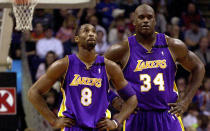 <p>The tension between Shaq and Kobe started almost immediately when they joined forces on the Lakers in 1996 and it never stopped until the day Shaq was traded to Miami in 2004. Shaq thought Kobe was a young, selfish player while Kobe didn’t like Shaq’s joking and prodding of the then-young star. The two of them provided an undeniably lethal combination on the court, which is a big reason they led the Lakers to three straight NBA titles from 2000-2002. But the two continued to butt heads over who was the alpha dog of the team, and eventually their clashing egos came to a head with Shaq’s trade to the Heat following L.A.’s stunning loss to the Pistons in the 2004 NBA Finals. </p>