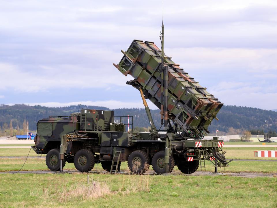 A NATO Patriot air defense missile system stands at Slovakia's Sliac air base on April 27, 2022.