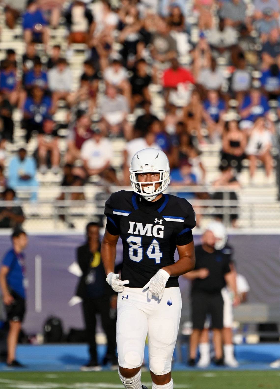 IMG Academy Riley Williams (84) during their game with Miami Central Senior High School in Bradenton, Friday, Feb. 28, 2020.(Photo/Chris Tilley)