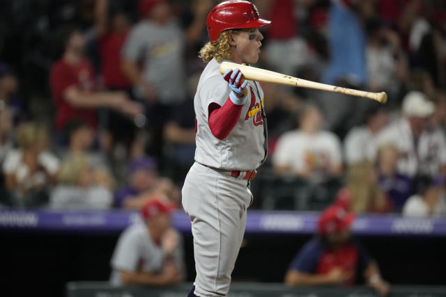 Bader back in swing, slam in 10th carries Cards past Rockies