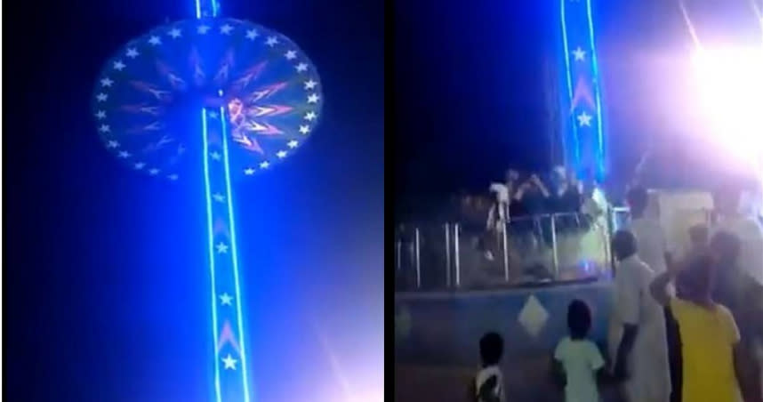 印度一個市集發生遊樂設施墜地意外。（圖／翻攝自推特）
