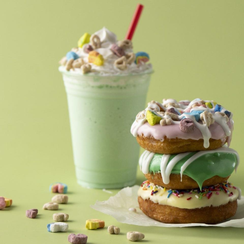 The Lucky Duck donut assortment and Magical Charms Shake will be available at all Duck Donuts locations through Sunday, March 17.
