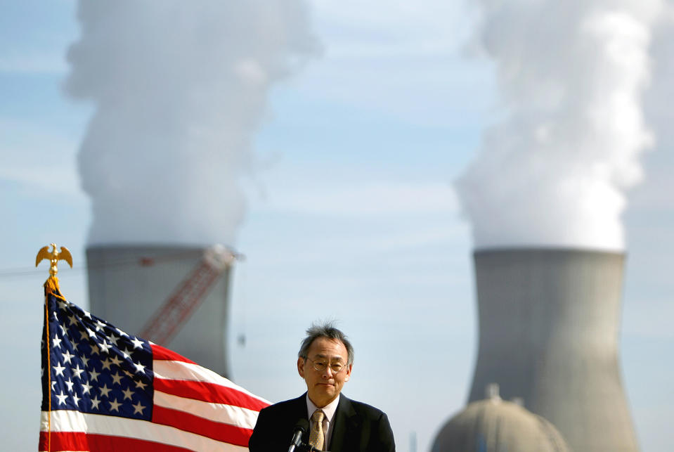 <p>U.S. Secretary of Energy Secretary Steven Chu speaks during a visit to the Vogtle nuclear power plant, Feb. 15, 2012, in Waynesboro, Ga. (AP Photo/David Goldman) </p>