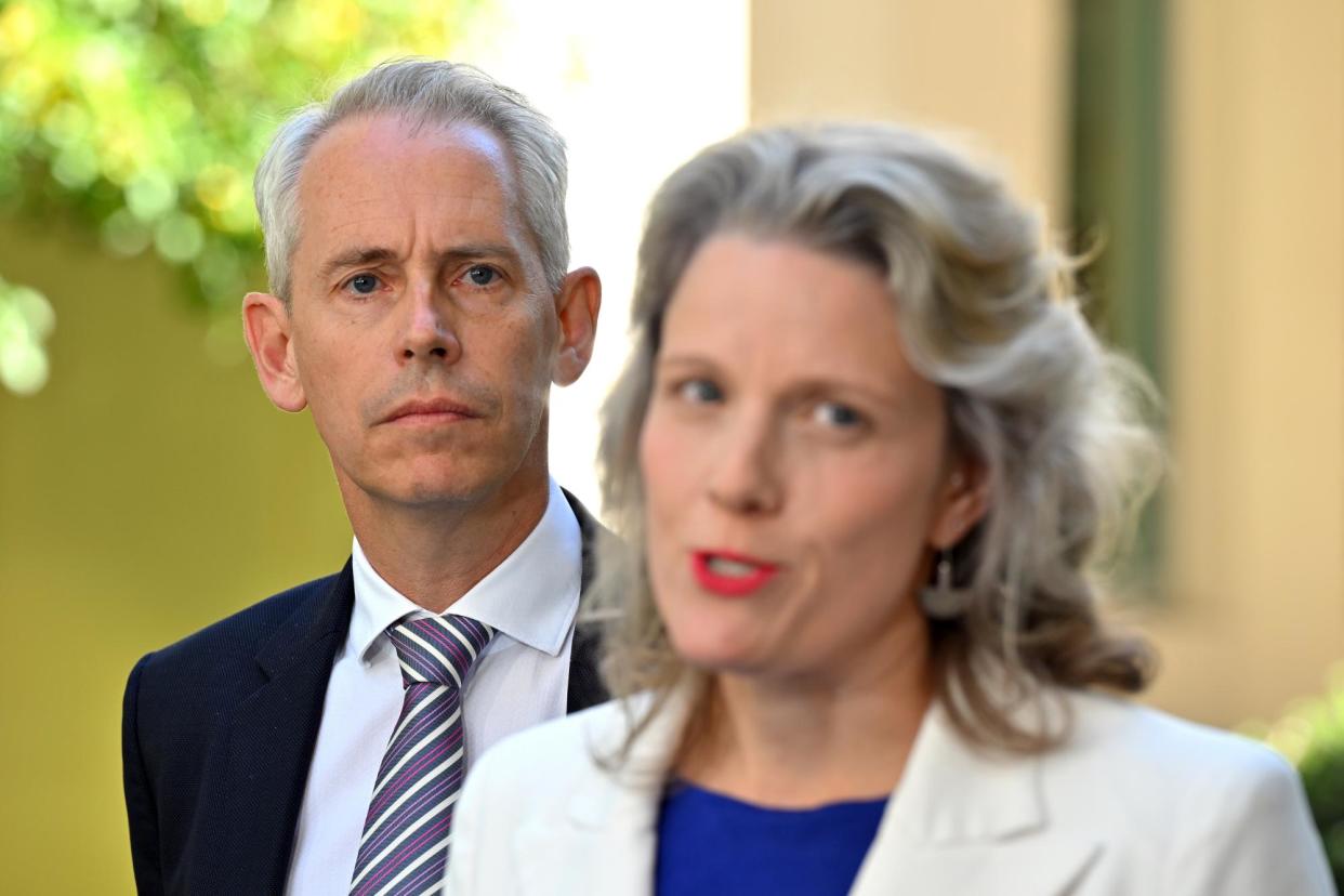 <span>Labor ministers Andrew Giles and Clare O’Neil. A taskforce to explore third country options to resettle detainees was succeeded by border force’s Operation Zufolo.</span><span>Photograph: Mick Tsikas/AAP</span>
