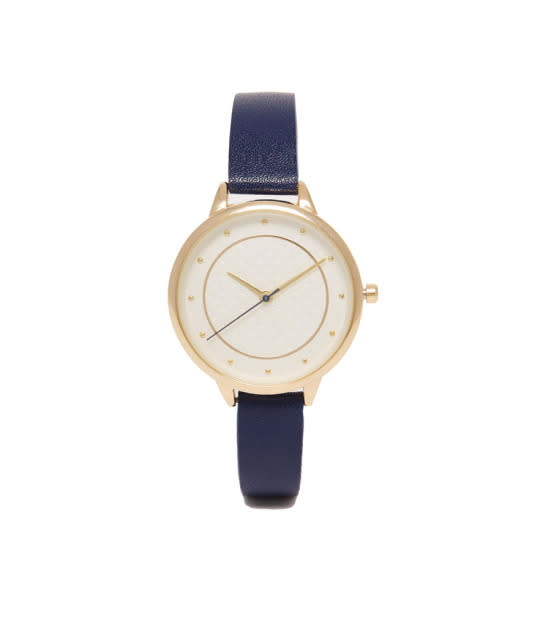 A pristine and classic watch like this navy and gold one from Asos will instantly polish your accessory game. 