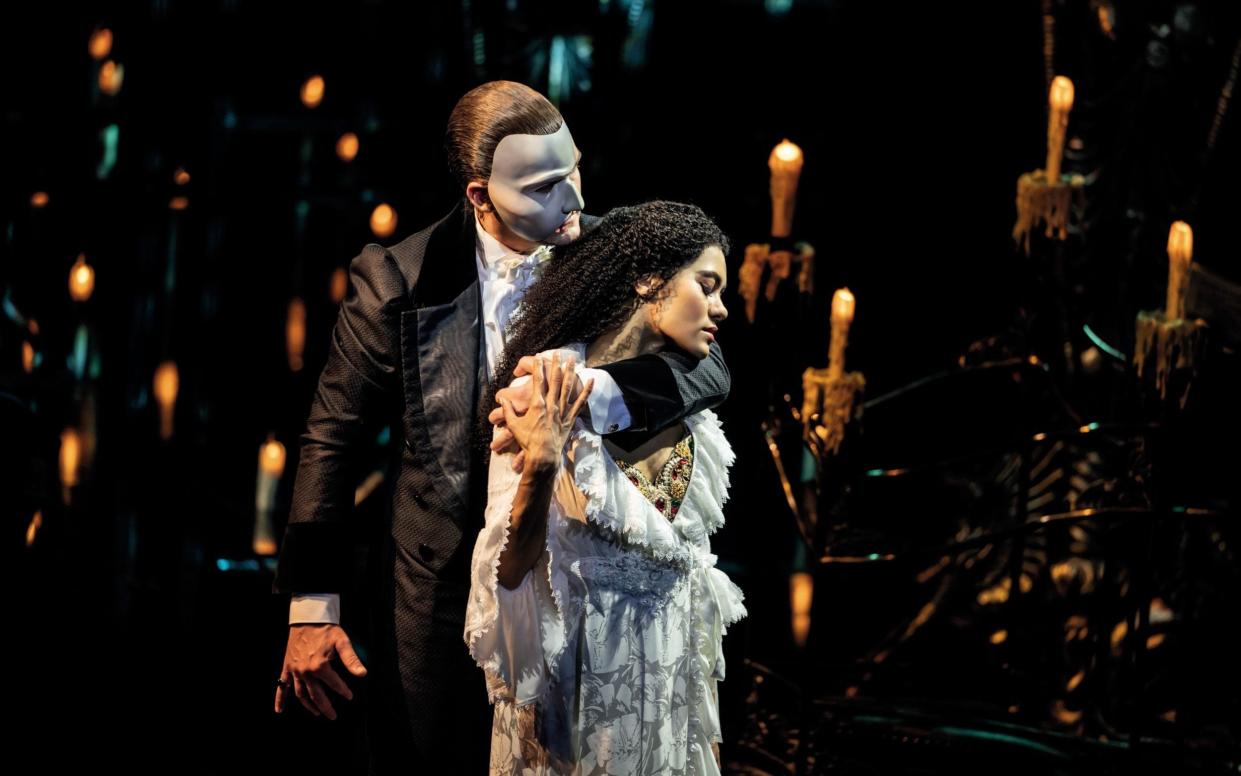 A photograph of the two leading performers, on stage, in the West End show The Phantom of the Opera - Johan Persson