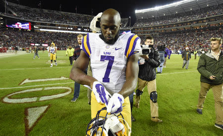 FILE PHOTO: Nov 7, 2015; Tuscaloosa, AL, USA; LSU Tigers running back Leonard Fournette (7) walks off the field after the game against the Alabama Crimson Tide at Bryant-Denny Stadium. Alabama won 30-16. Mandatory Credit: John David Mercer-USA TODAY Sports / Reuters