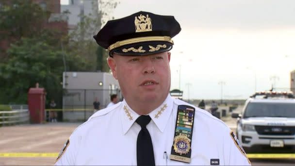 PHOTO: NYPD Chief Kenneth Corey speaks to the press in Brooklyn, New York, Sept. 12, 2022, providing an update on an investigation after officers discovered three young children at the shoreline who were all pronounced dead at a hospital. (WABC)