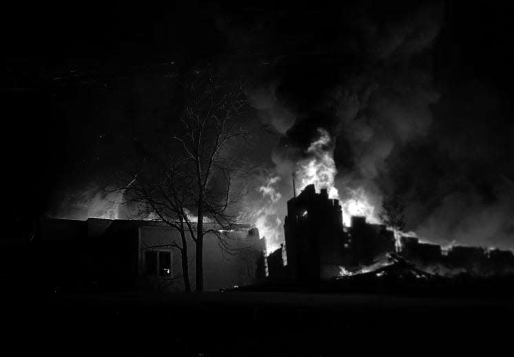 Stan and Jean Douglas, owners of Club Ponytail, sold the property in the 1970s. The insurance payment following a 1969 fire, pictured here, was not enough to rebuild the club.