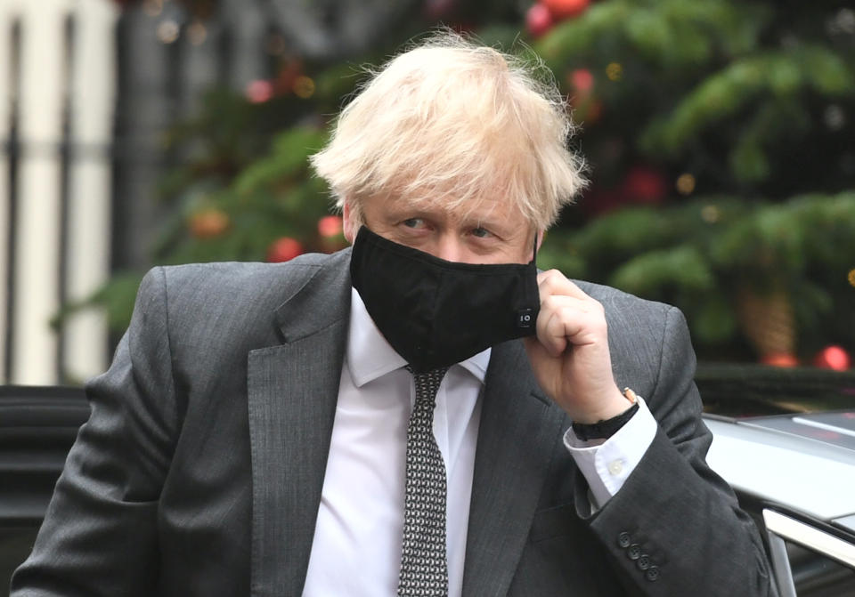 Prime Minister Boris Johnson arriving in Downing Street, London, after attending the debate in the House of Commons on the EU (Future Relationship) Bill. (Photo by Dominic Lipinksi/PA Images via Getty Images)