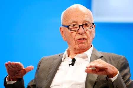 Rupert Murdoch, Executive Chairman News Corp and Chairman and CEO 21st Century Fox speaks at the WSJD Live conference in Laguna Beach, California October 29, 2014. REUTERS/Lucy Nicholson