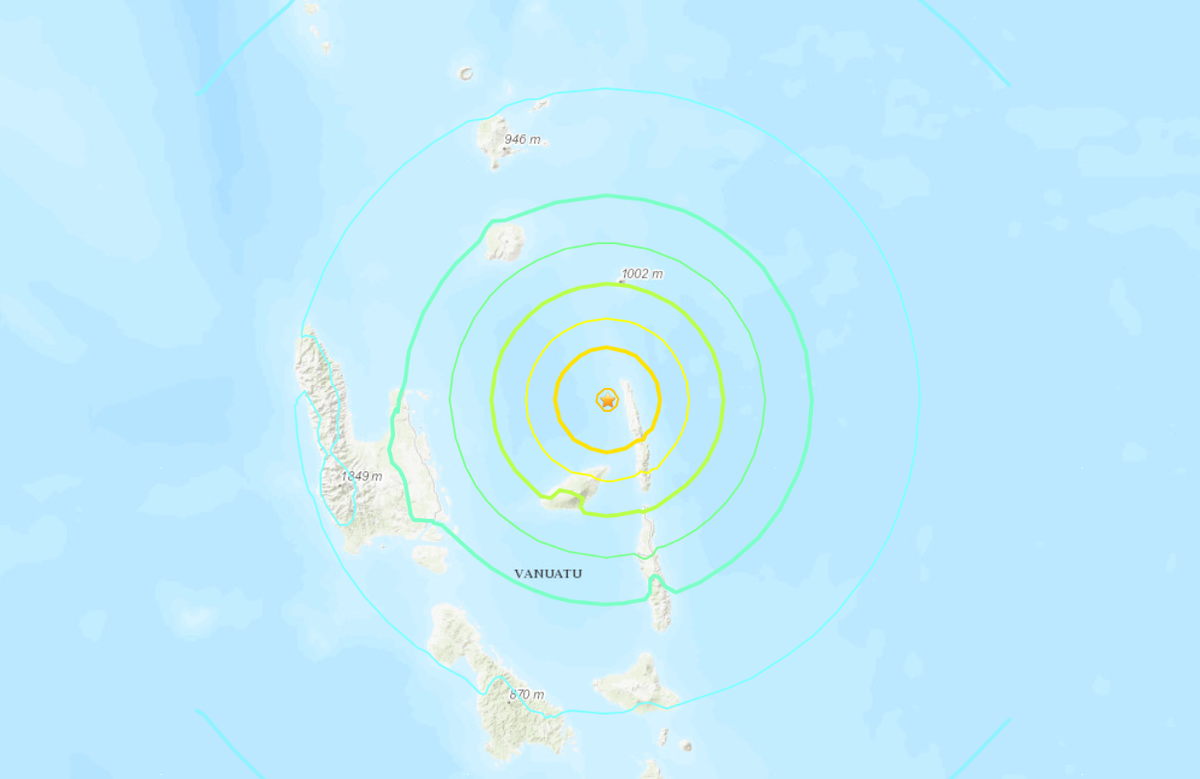 Earthquake tremors felt at Vanautu island on Wednesday 22 November 2023 (Screengrab/ USGS)
