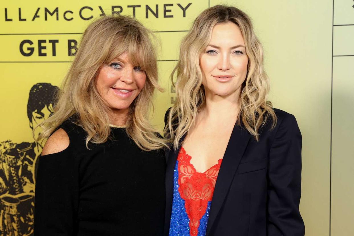 <p>Rich Fury/Getty</p> Goldie Hawn and Kate Hudson on November 18, 2021 in Los Angeles, California. 
