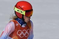 Alpine Skiing - Pyeongchang 2018 Winter Olympics - Women's Alpine Combined - Jeongseon Alpine Centre - Pyeongchang, South Korea - February 22, 2018 - Mikaela Shiffrin of the U.S. is seen during the Women's Downhill part of the Women's Alpine Combined. REUTERS/Toby Melville