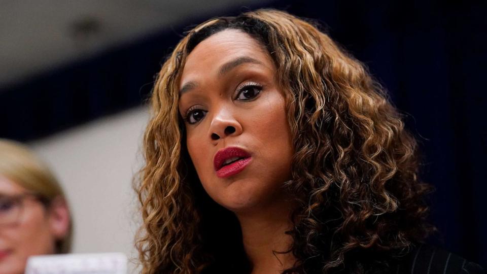 PHOTO: In this Oct. 11, 2022, file photo, Marilyn Mosby, Maryland State Attorney for Baltimore City, speaks during a news conference in Baltimore. (Julio Cortez/AP, FILE)