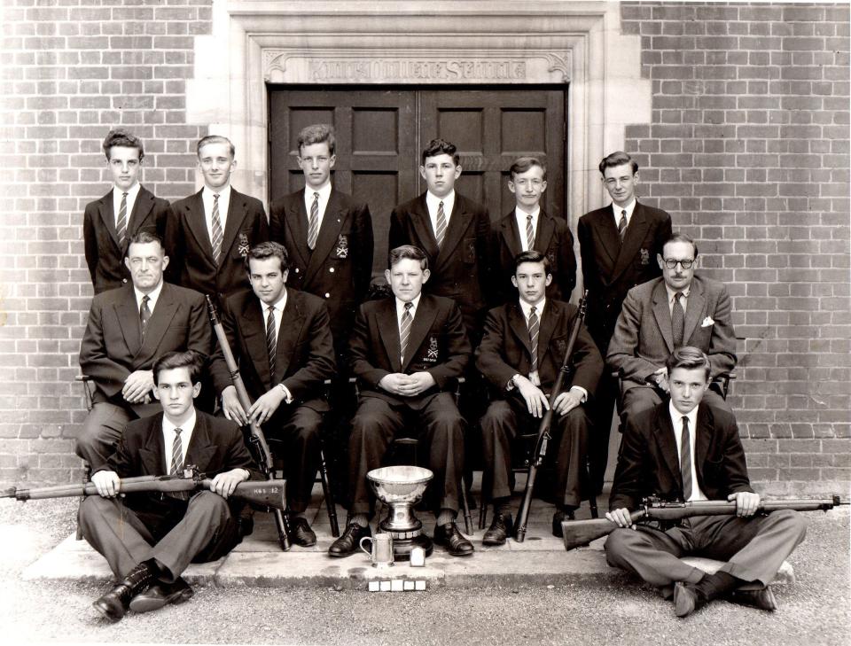 Bill Bache, front right, in the King's College-School, Wimbledon, shooting team in July 1959 