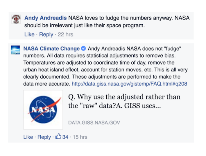 NASA Publicly Smacked Down Climate  Change Deniers on Bill Nye's Facebook Page 