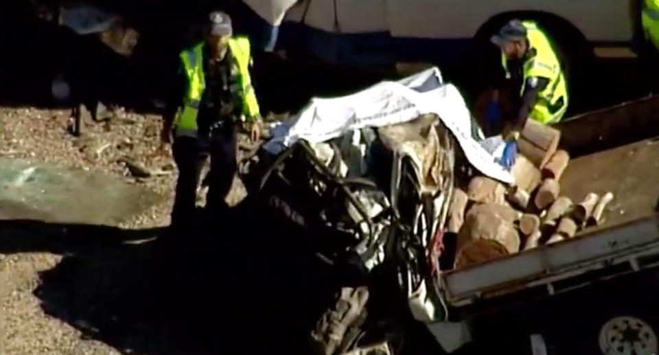 Two people have been killed, and a third hospitalised, after a horror head-on crash west of Toowoomba in Queensland. Source: 7 News