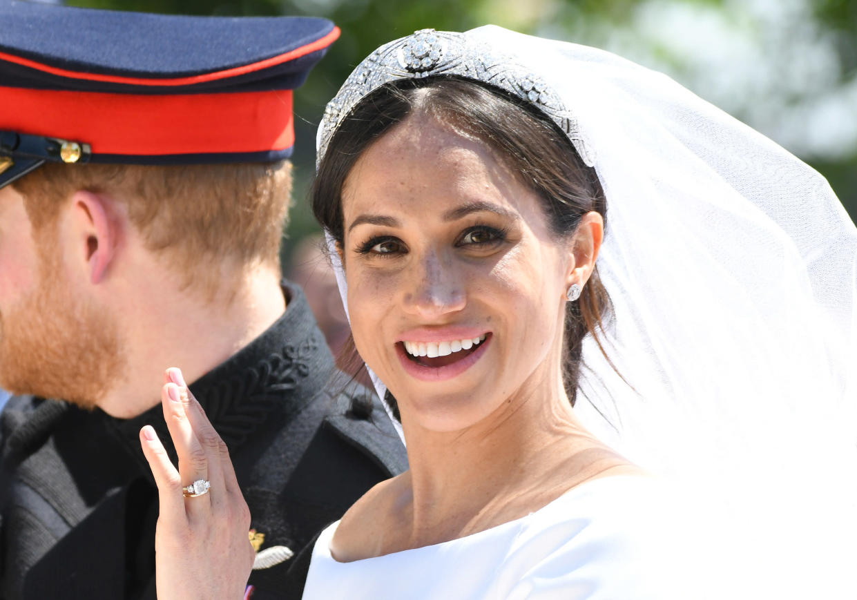 Meghan Markle's wedding day - seen with natural freckled look