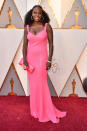 <p>2017 Oscar-winning actress Viola Davis was pretty in a pink, sequined Michael Kors gown. (Photo: Getty Images) </p>