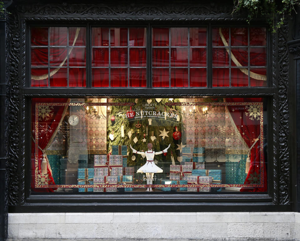 <p>The ‘tree scene’ window particularly matches the store’s Tudor windows [Photo: Liberty] </p>