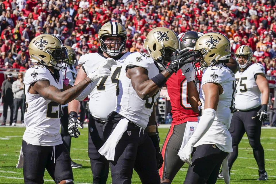 The Saints still have postseason hope after beating the Bucs. (AP Photo/Chris O'Meara)