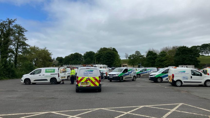 Image shows South West Water vans in the area