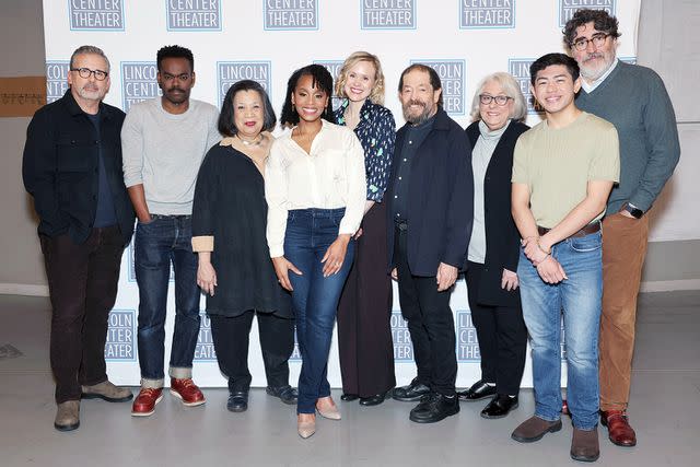 Steve Carell, William Jackson Harper, Mia Katigbak, Anika Noni Rose, Alison Pill, Jonathan Hadary, Jayne Houdyshell, Spencer Donovan Jones and Alfred Molina attend the 'Uncle Vanya' cast meet and greet at Lincoln Center Theater on March 5, 2024 in New York City