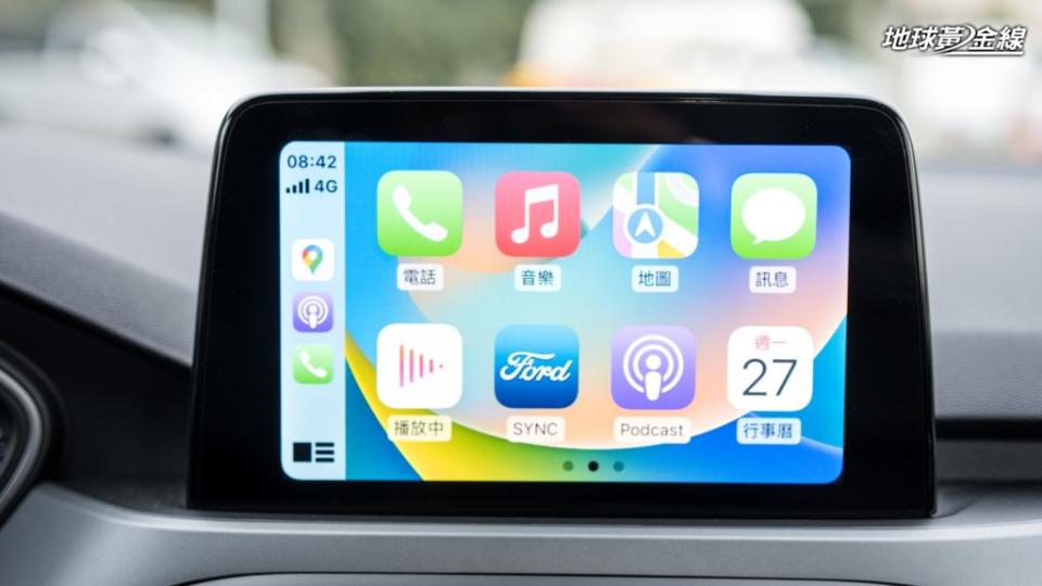 雖然螢幕面積沒有SYNC 4大，但該有的原廠導航跟Apple CarPlay都不缺席。(攝影/ 劉家岳)